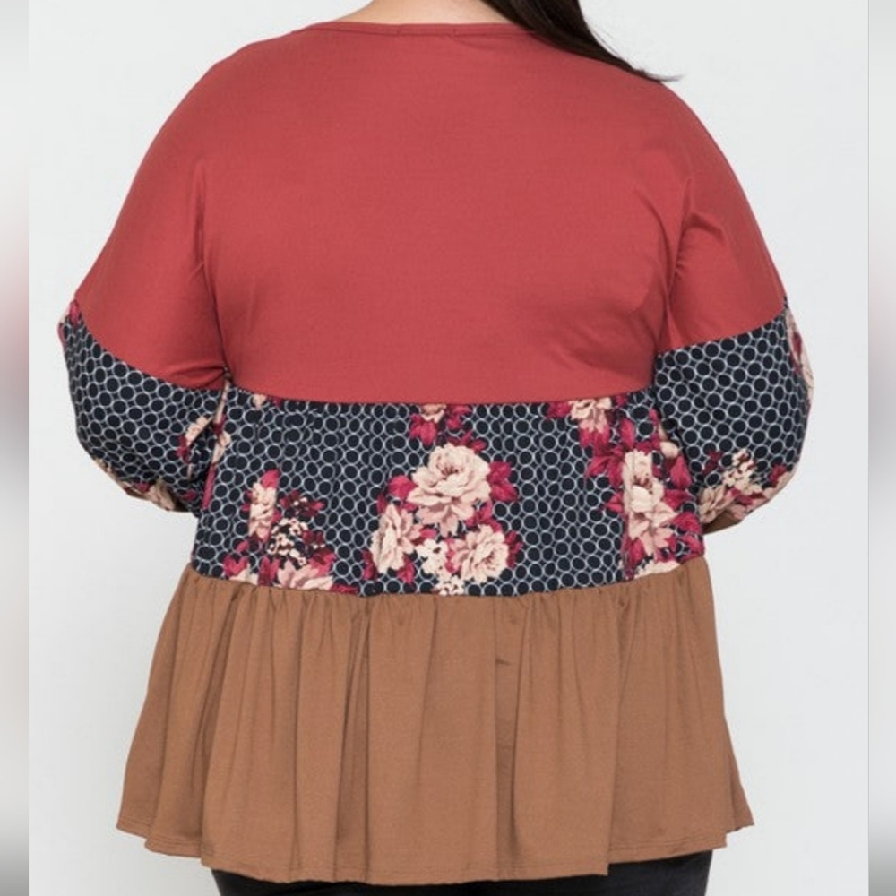 Colorblock Floral Top - Picture 4 of 6